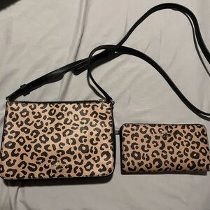 Kate spade leopard print crossbody and wallet set